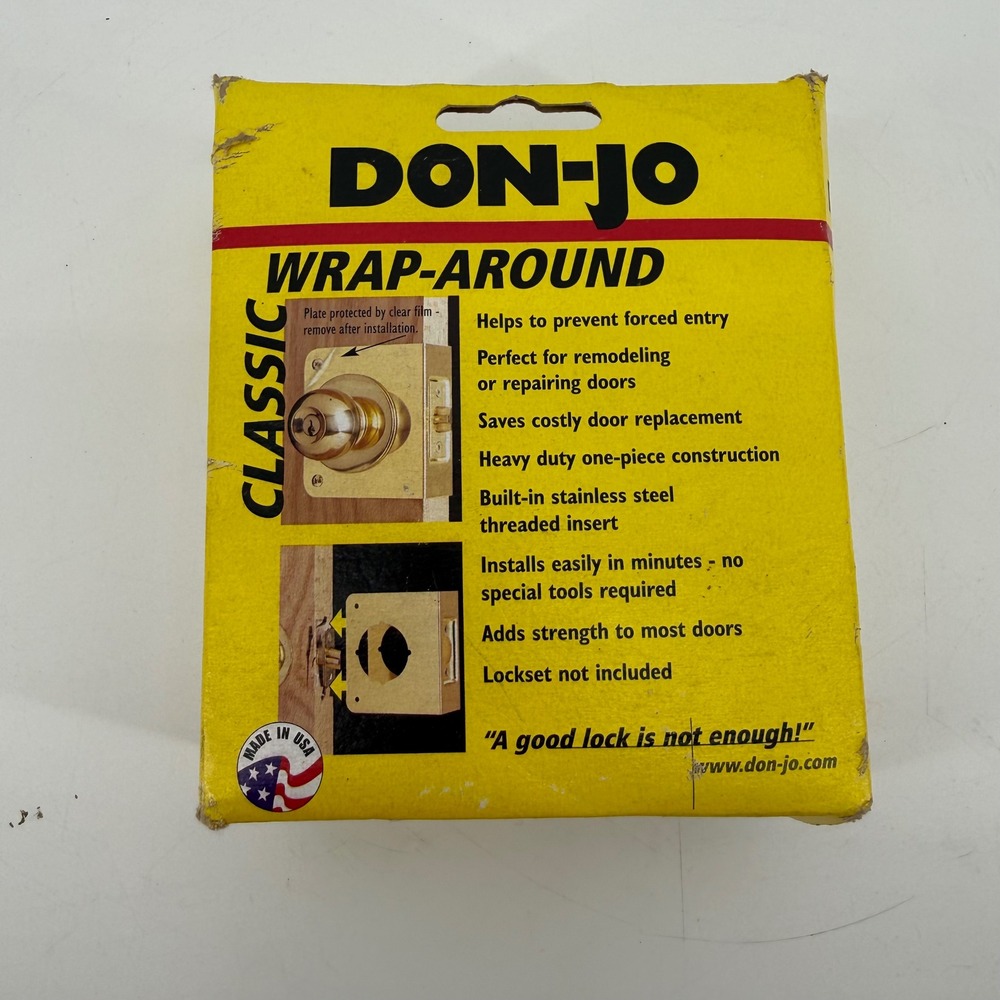Don-Jo Classic Wrap-Around Door Reinforcement Plate Brass Finish Security Repair